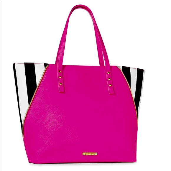 Juicy Couture Handbags - Juicy Couture Pink & Black & White Stripe Tote